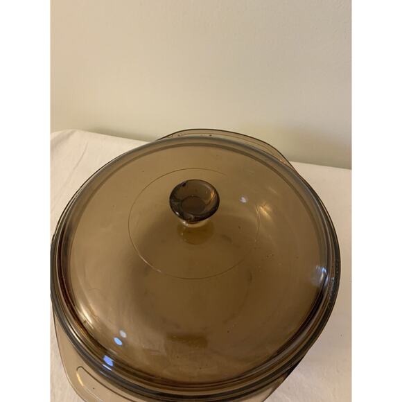 PYREX 024 2L Corning Amber Brown Glass Round Bowl Casserole Dish with Lid Basket - Picture 12 of 16